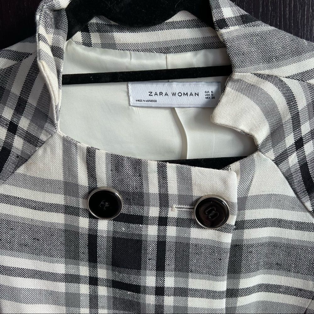 Zara plaid tartan double breasted jacket - Picture 4 of 16